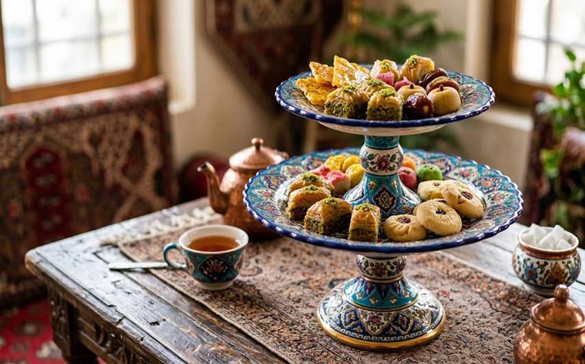 شیرینی خوری پایه دار چینی
