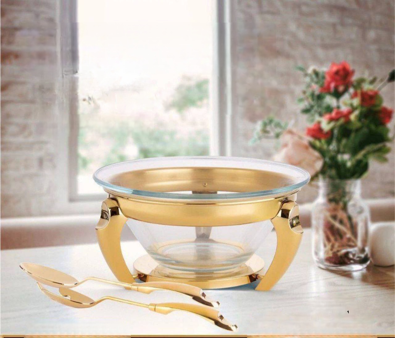 کاسه سالاد به همراه ست سرو طلایی NTC001