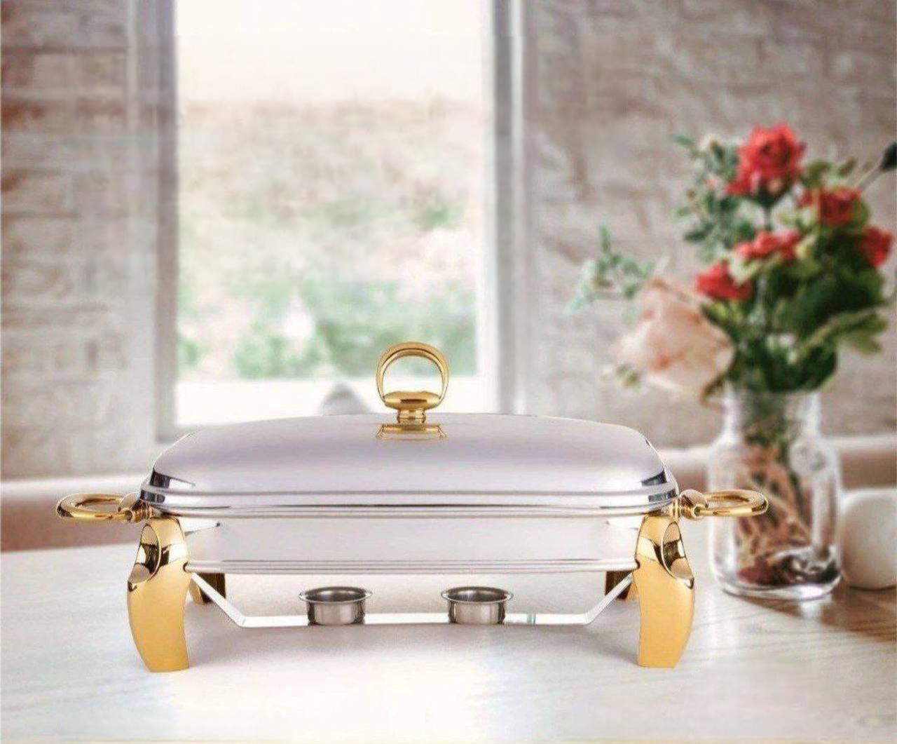 سوفله مستطیل متوسط استیل طلایی NTC206