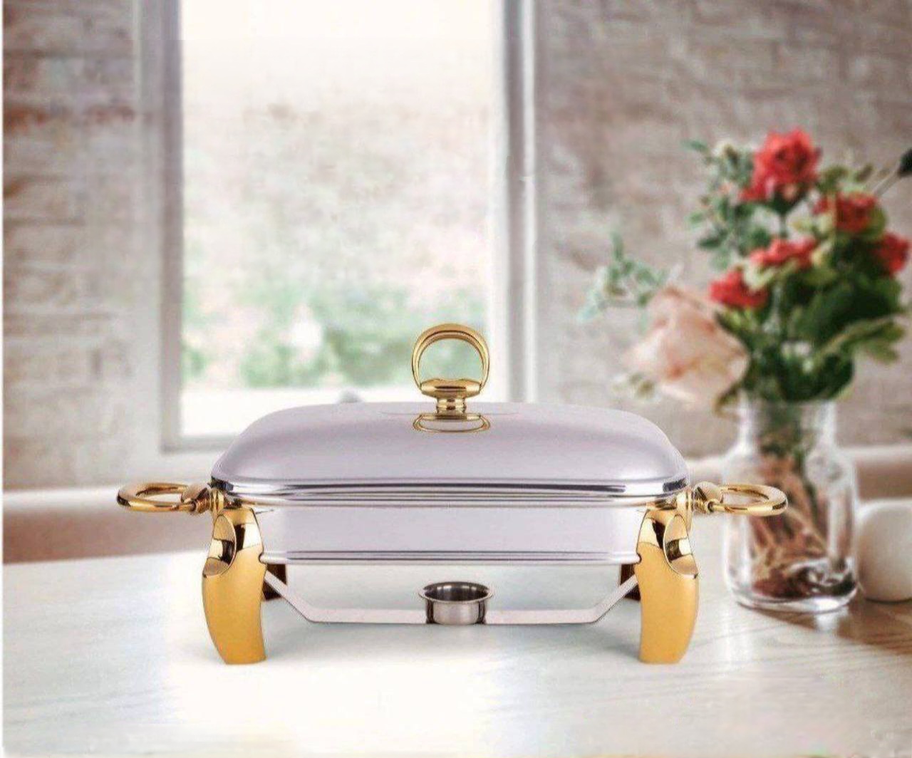 سوفله مستطیل کوچک استیل طلایی   NTC205