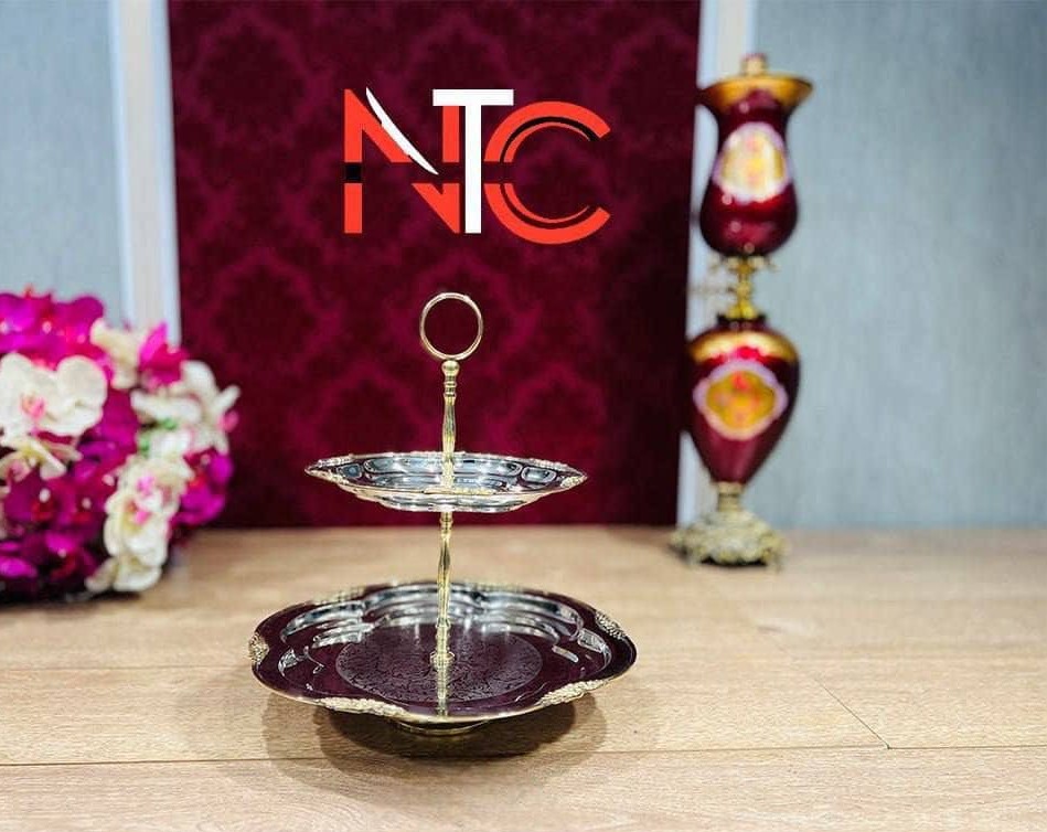 شیرینی خوری 2 طبقه استیل برنج82116