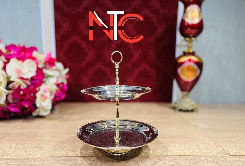 شیرینی خوری 2 طبقه استیل برنج82150