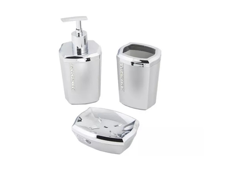 ست سرویس بهداشتی 3 پارچه بتیس مدل نگین نقره ای کروم