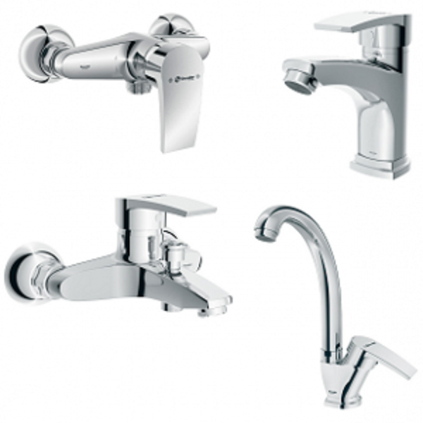 ست 4 تکه شیرآلات شودر مدل اطلس تو پلاس کروم