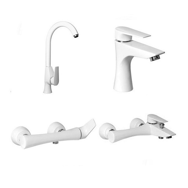 ست 4 تکه شیرآلات KIG مدل پلاسیو  شیری کروم