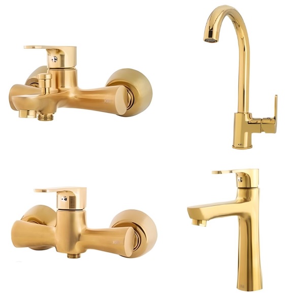 ست 4 تکه شیرآلات KIG مدل ونتو طلا مات