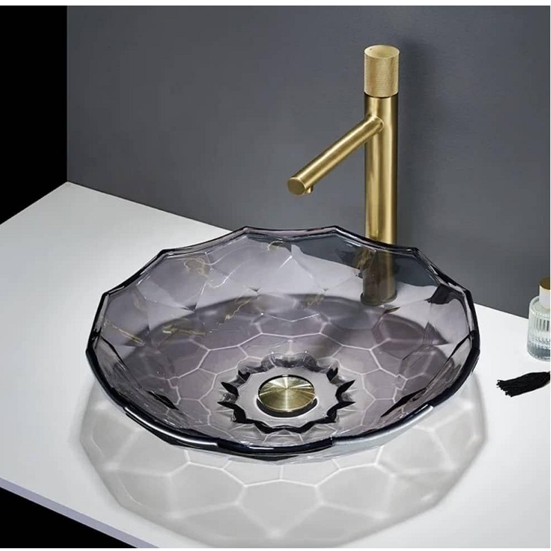 کاسه روشویی کریستال چند ضلعی وارداتی