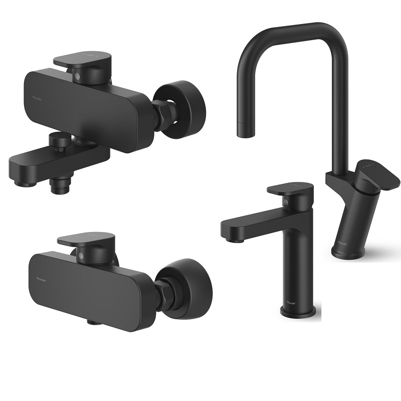 ست 4 تکه شیرآلات شودر مدل تاین مشکی