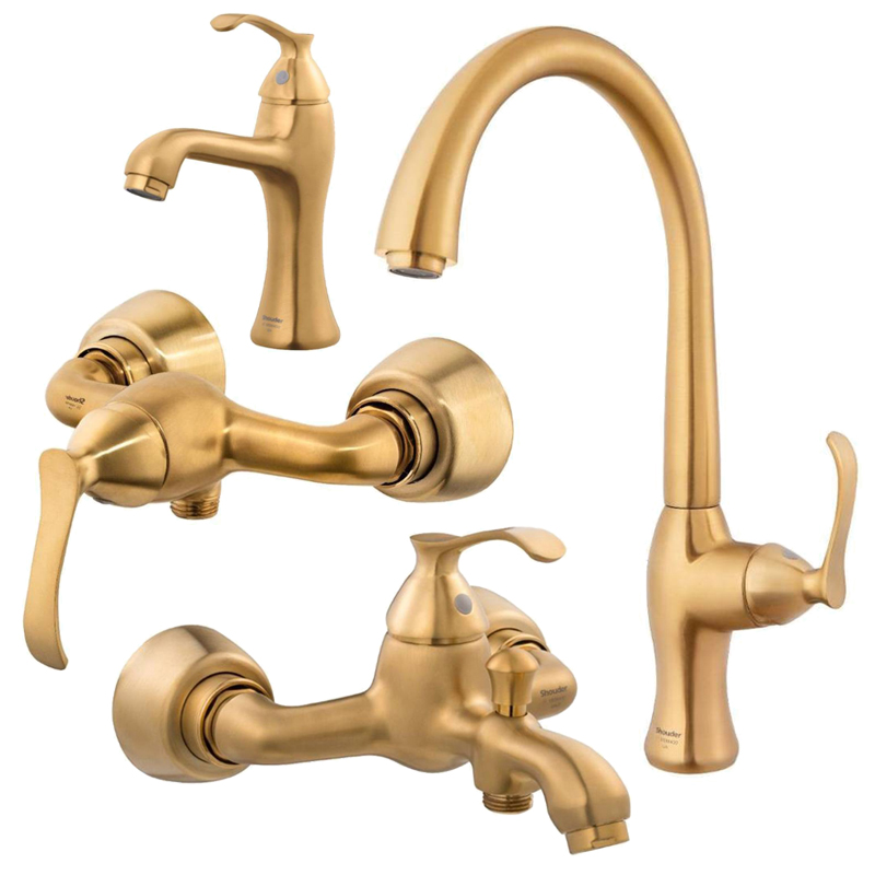 ست 4 تکه شیرآلات شودر مدل کلاسیک طلامات