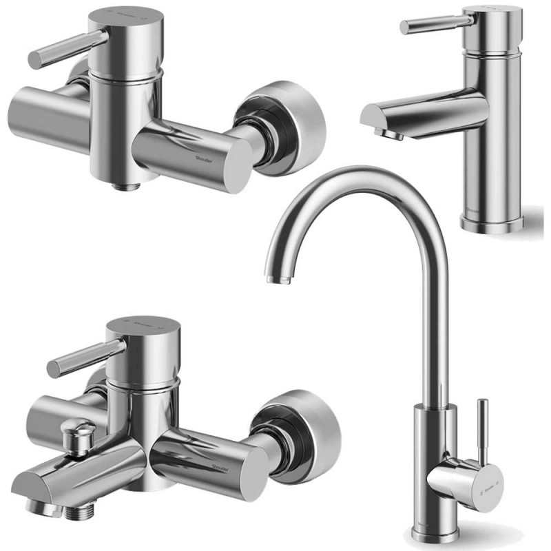 ست 4 تکه شیرآلات شودر مدل موناکو پلاس کروم مات