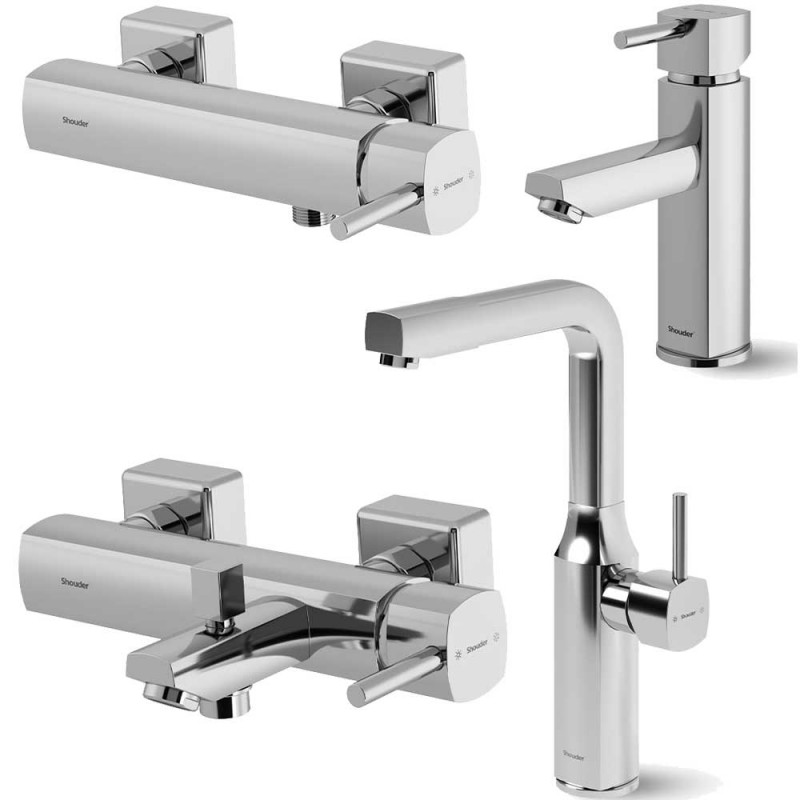 ست شیرالات شودر مدل یونیک کروم مات