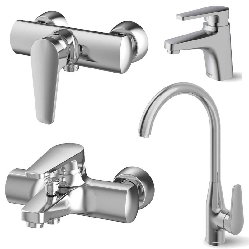 ست 4 تکه شیرآلات شودر مدل لیون