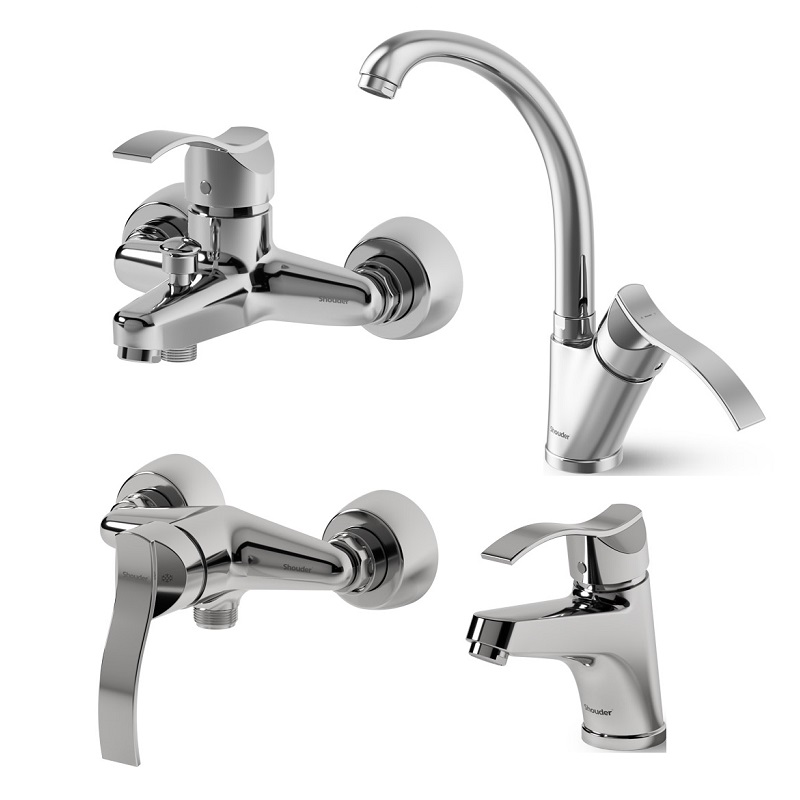 ست 4 تکه شیرآلات شودر مدل اپال کروم