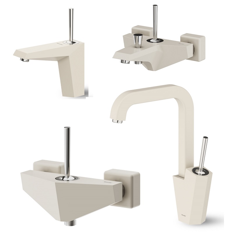 ست 4 تکه شیرآلات شودر مدل تیفانی شیری کروم