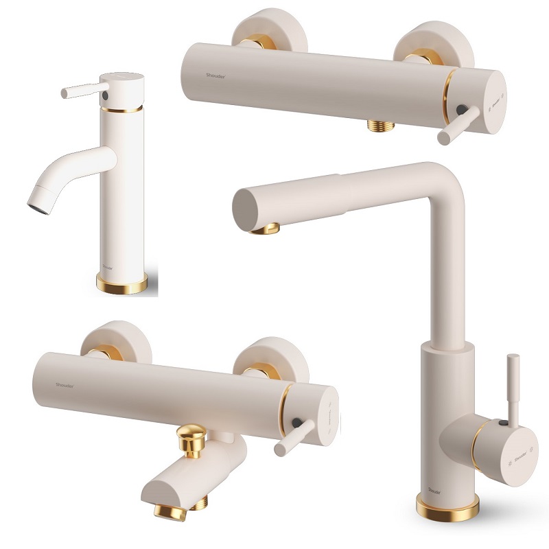 ست 4 تکه شیرآلات شودر مدل مارینو شیری طلا