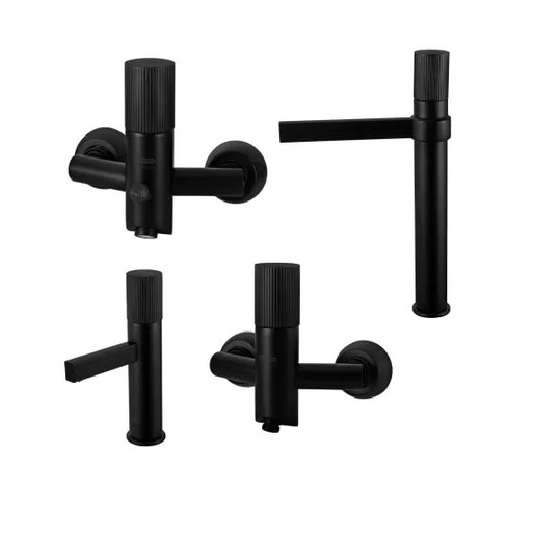 ست 4 تکه شیرآلات درخشان مدل کوپر مشکی