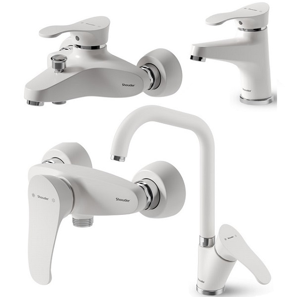 ست 4 تکه شیرآلات شودر مدل لرد سفید کروم