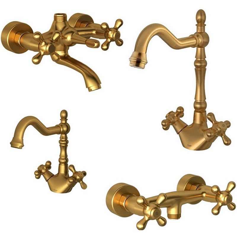 ست 4 تکه شیرآلات شودر مدل باروک پلاس طلا مات