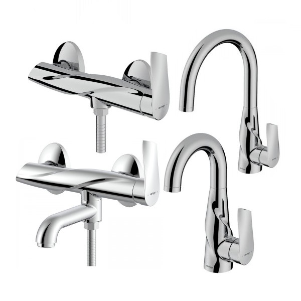 ست 4 تکه شیرآلات بهفر مدل آریان کروم