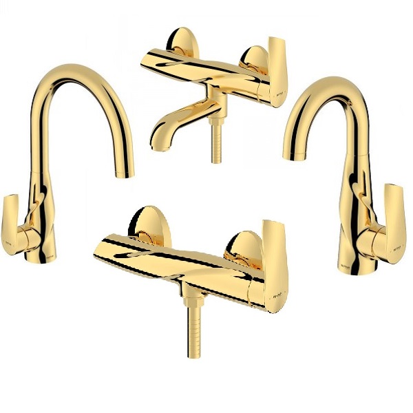 ست 4 تکه شیرآلات بهفر مدل آریان طلایی