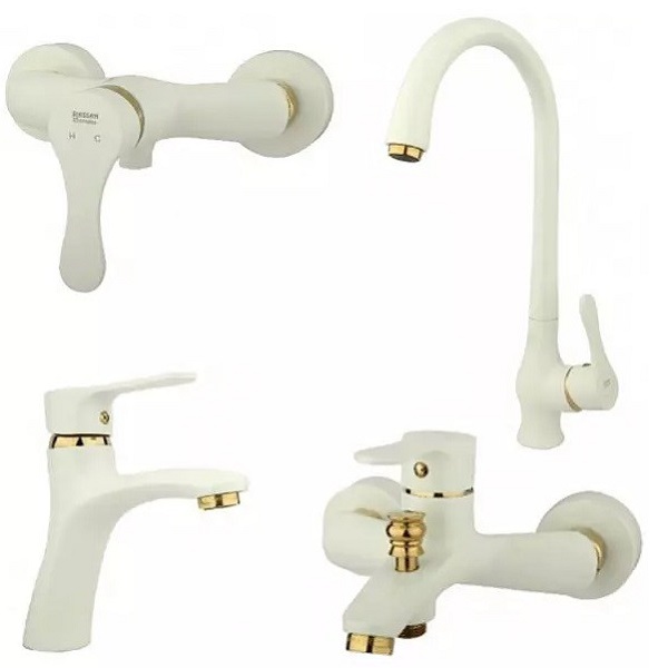 ست چهار تکه شیرآلات راسان مدل صدف سفید