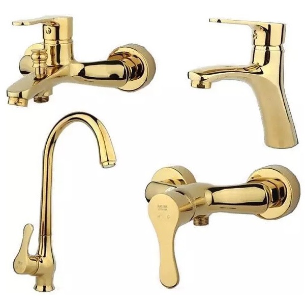 ست چهار تکه شیرآلات راسان مدل صدف طلایی