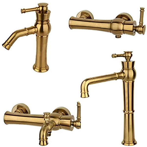 ست 4 تکه شیرآلات راسان مدل الیزه طلامات