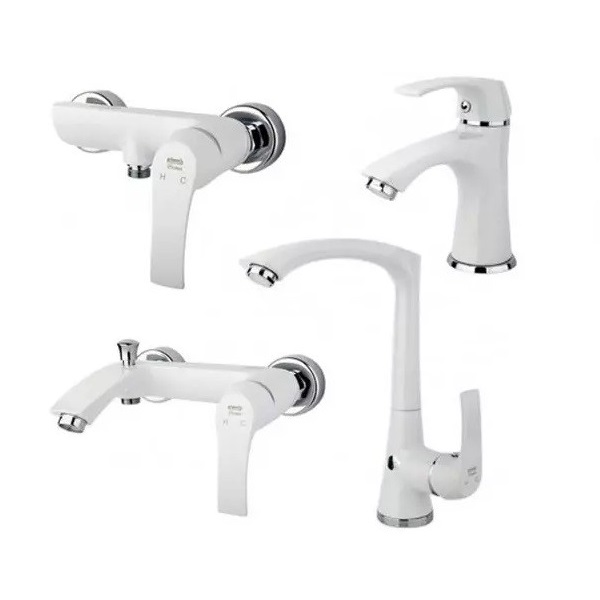 ست 4 تکه شیرآلات راسان مدل  لوتوس سفید