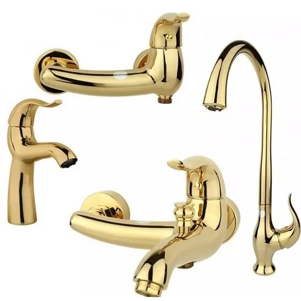 ست 4 تکه شیرآلات راسان مدل اکتاو طلایی