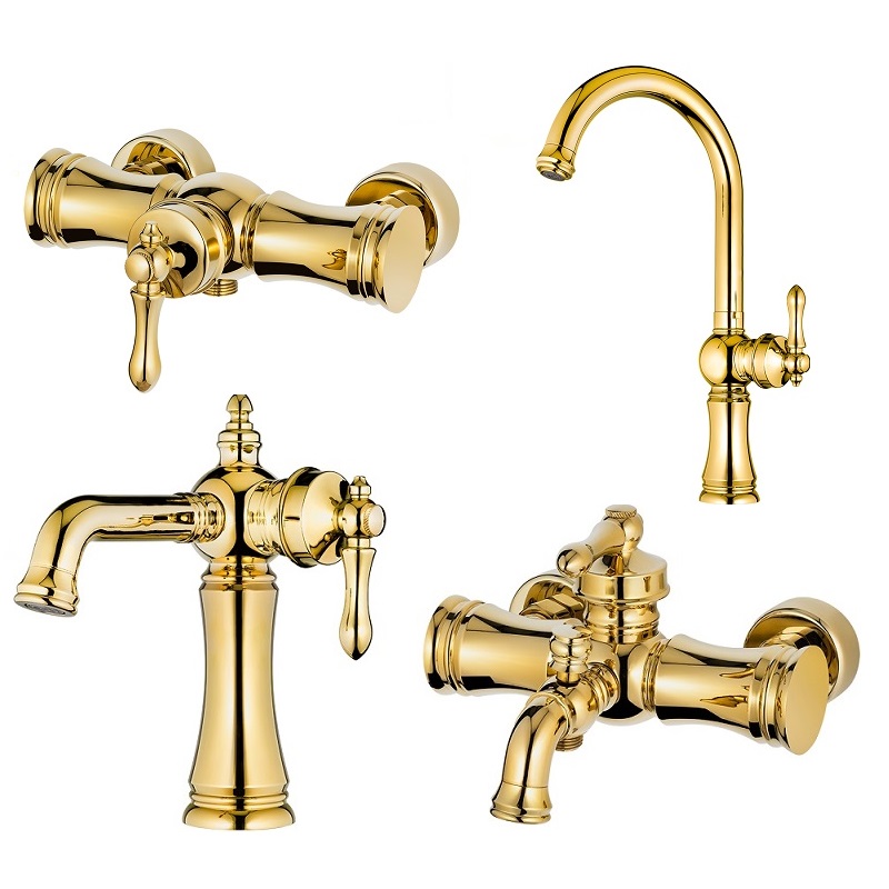 ست 4 تکه شیر آلات کاویان مدل آرنیکا طلا براق