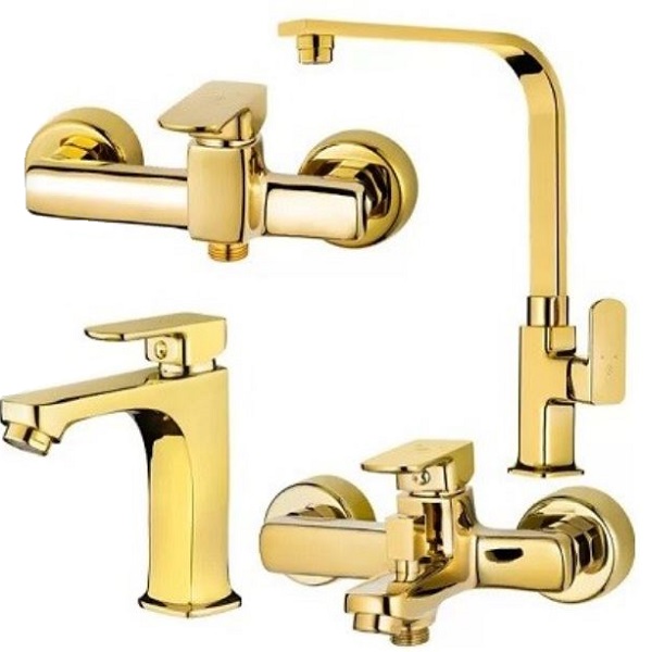 ست 4 تکه شیر آلات کاویان مدل نیلا طلایی