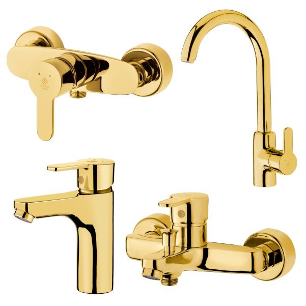 ست 4 تکه شیر آلات کاویان مدل گلسا طلایی