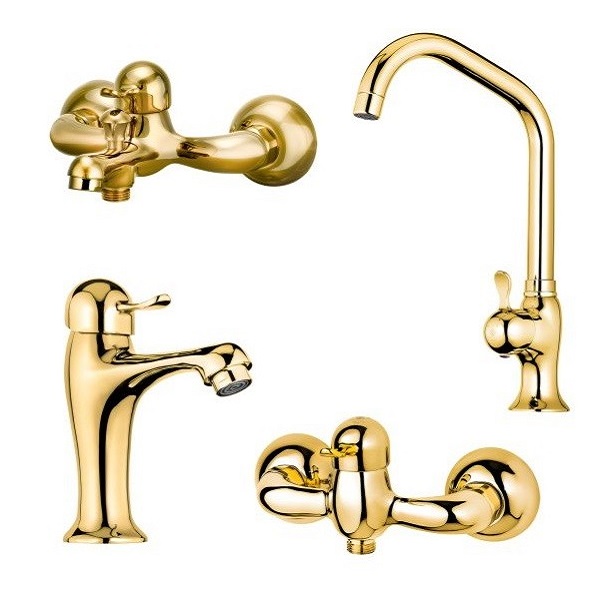 ست 4 تکه شیرآلات کاویان مدل تیدا طلایی