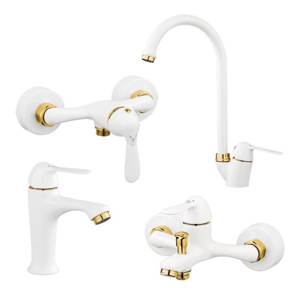 ست 4 تکه شیرآلات کاویان مدل میشکا سفید