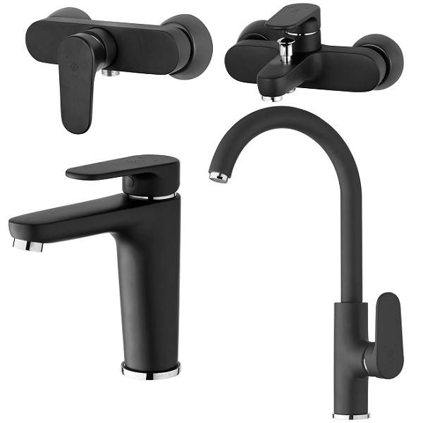 ست 4 تکه شیر آلات کاویان مدل لارا مشکی