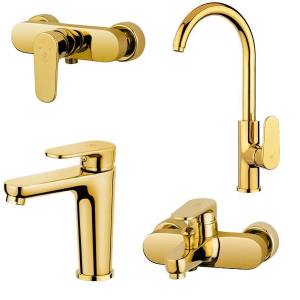 ست 4 تکه شیر آلات کاویان مدل لارا طلا براق