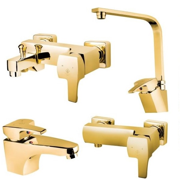 ست 4 تکه شیر آلات کاویان مدل آرتا طلابراق