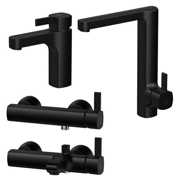 ست 4 تکه شیر آلات کاویان مدل ساتین مشکی