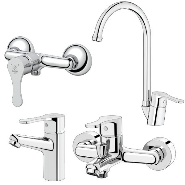 ست 4 تکه شیر آلات کاویان مدل آراز کروم