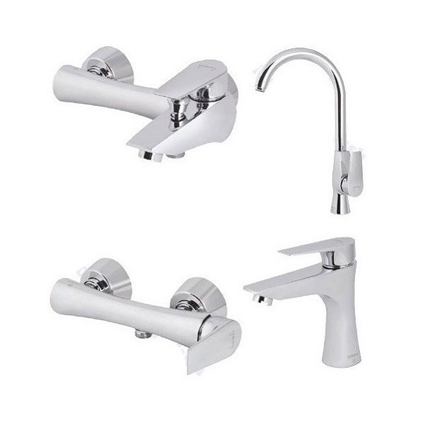 ست 4 تکه شیرآلات KIG مدل پلاسیو کروم