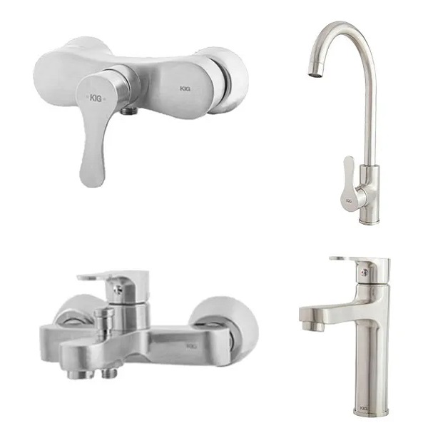 ست 4 تکه شیرآلات KIG مدل آلفرد کروم مات