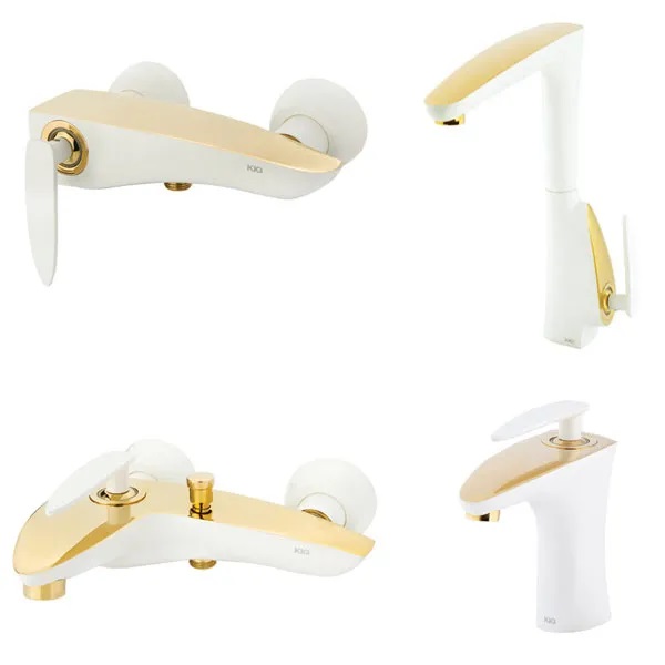 ست 4 تکه شیرآلات KIG مدل ویولن شیری طلایی