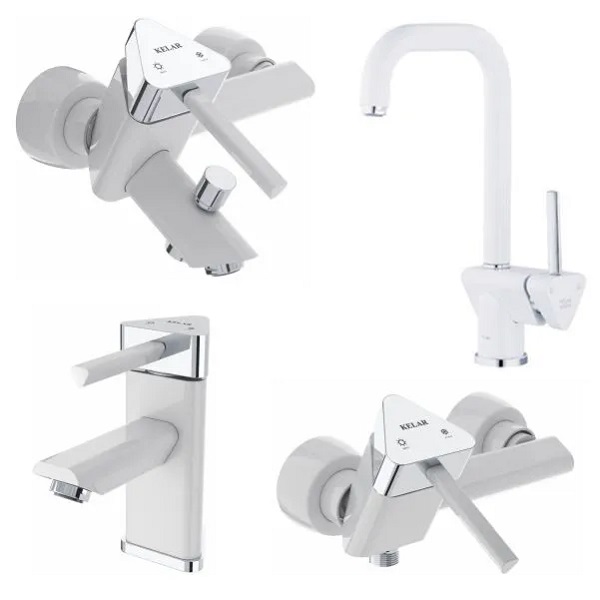 ست 4 تکه شیرآلات کلار مدل برمودا سفید