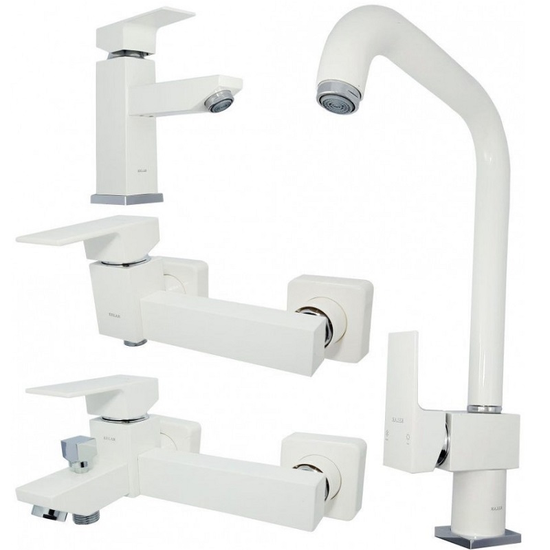 ست 4 تکه شیرآلات کلار مدل فلت سفید