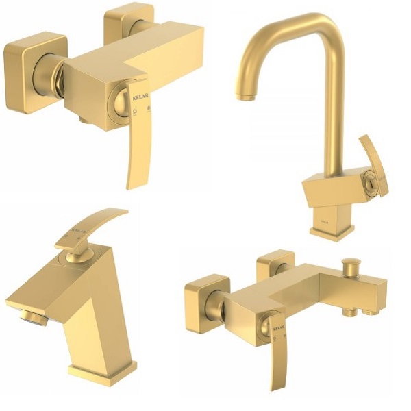 ست 4 تکه شیرآلات کلار مدل سوپرفلت طلایی