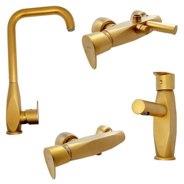 ست 4 تکه شیرآلات کلار مدل برلیان طلا مات