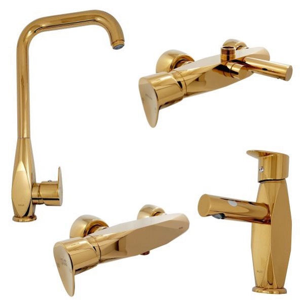 ست 4 تکه شیرآلات کلار مدل برلیان طلایی