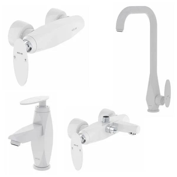 ست 4 تکه شیرآلات کلار مدل برلیان سفید