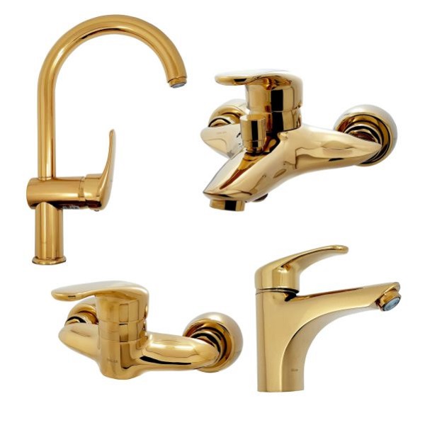 ست 4 تکه شیرآلات کلار مدل دریا طلایی