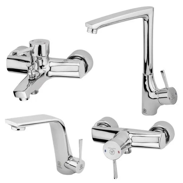 ست 4 تکه شیرآلات قهرمان مدل الماس دسته ارکیده